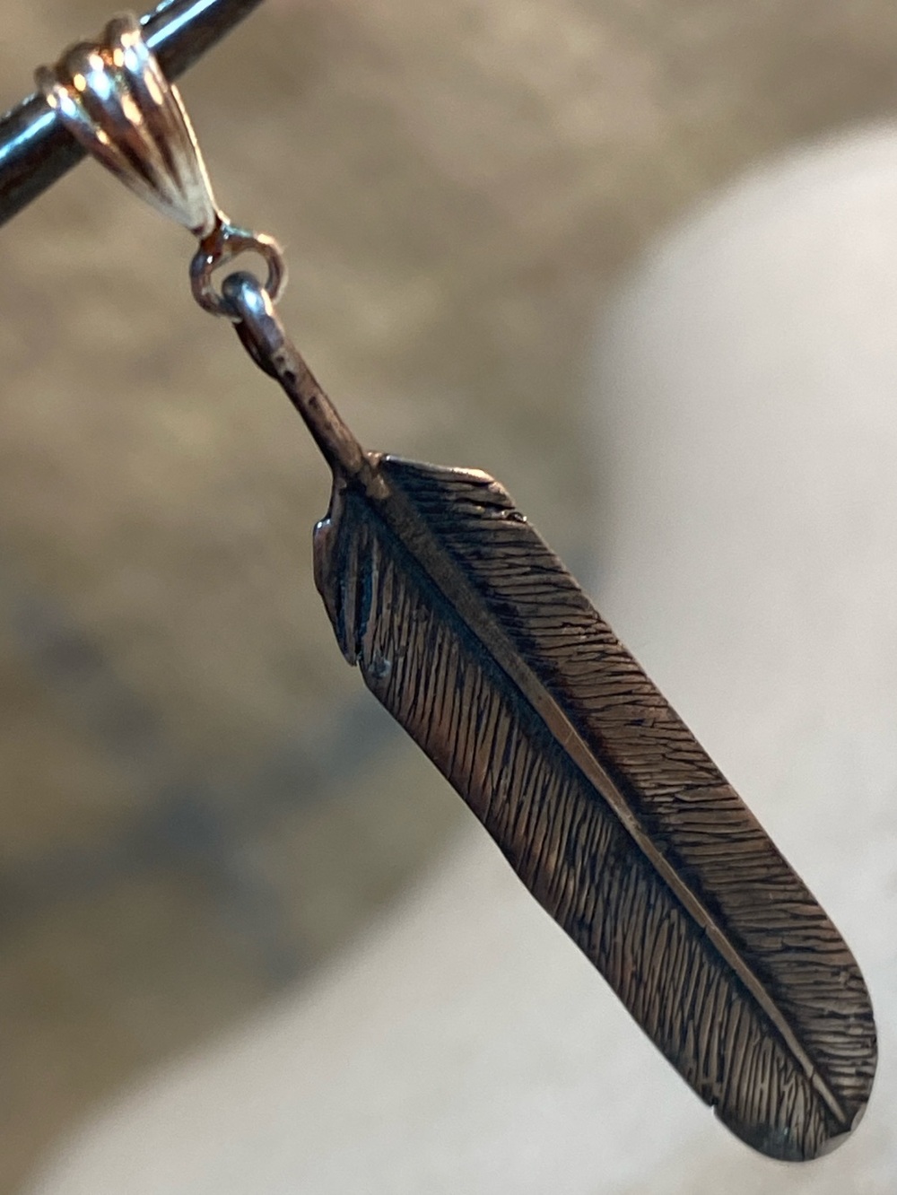 Sterling Silver 925 Feather Pendant Native American Style Boho Southwestern